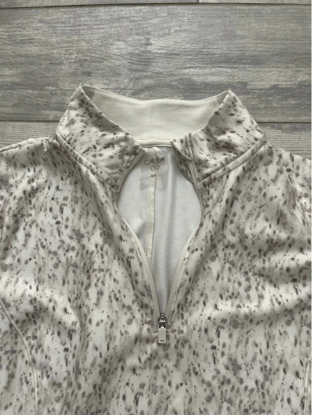 Calia Half Zip Cream and Gray Long Sleeve Fitted Shirt - Picture 3 of 8